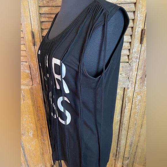 BOSTON PROPER 🖤FEAR LESS🖤 Fringe Tank Women’s Size XS - Picture 3 of 5